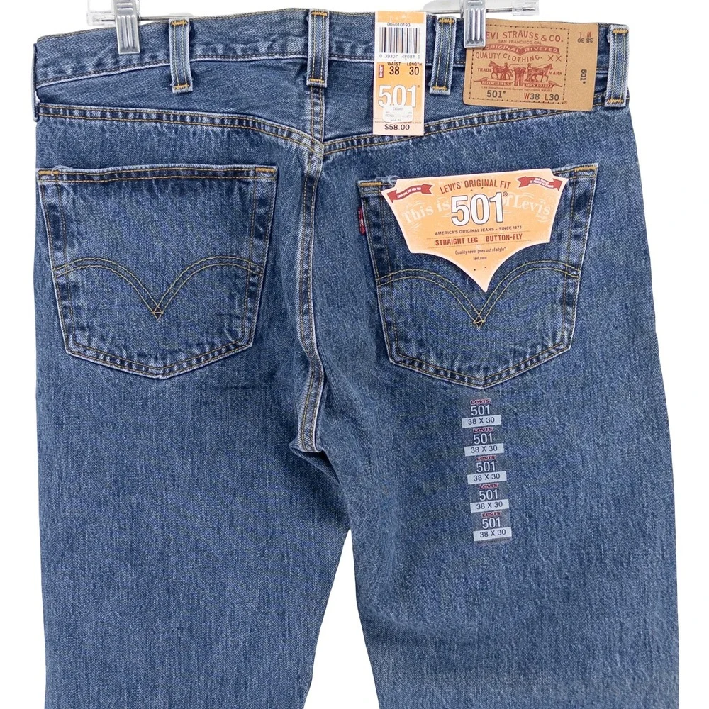 VTG NWT Deadstock Levis Mens‎ 38x30 501 Original Fit Jeans Blue Button Fly Y2K